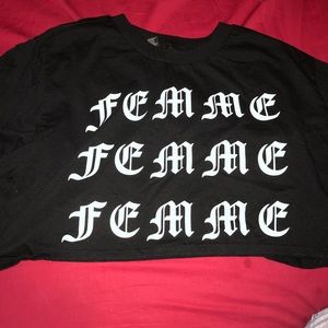 Black “femme” crop top